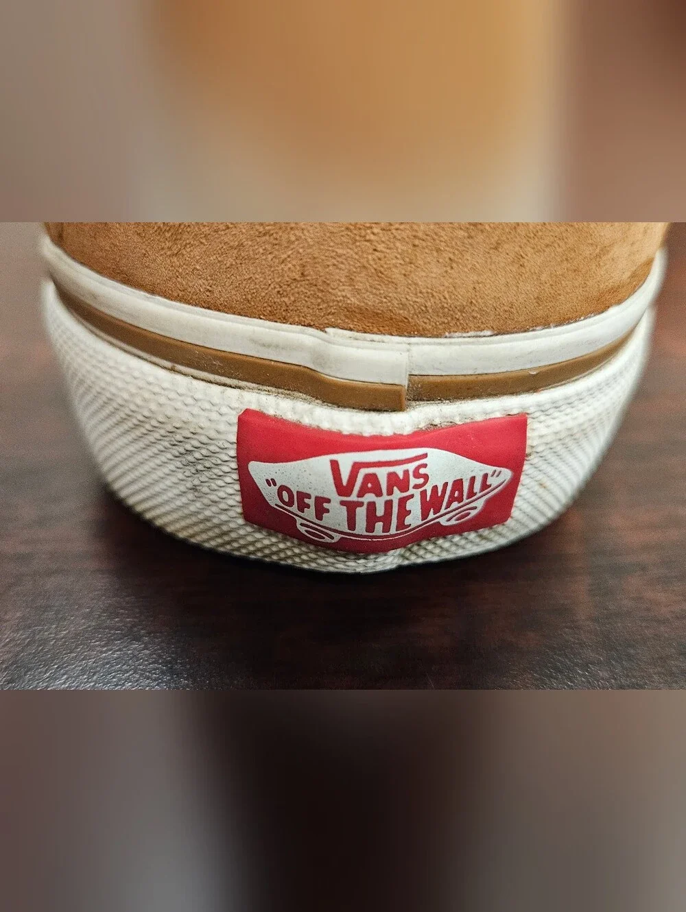 Vans Tan Suede High-Top Sneakers with Red Plaid Collar